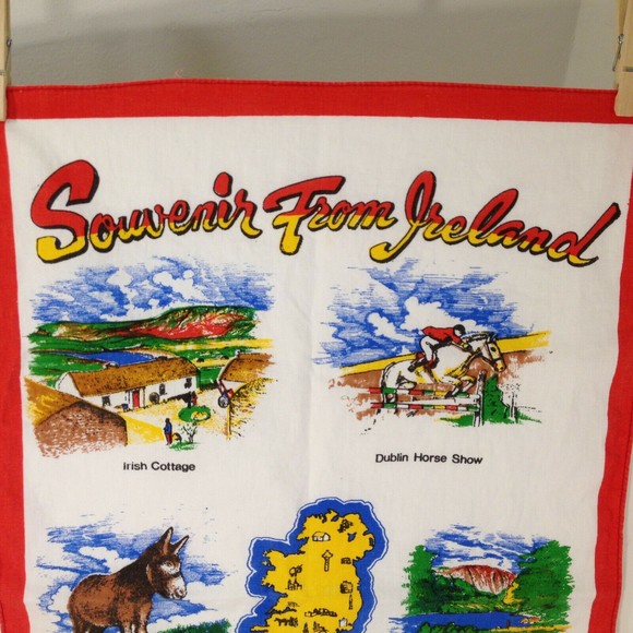 Vintage Ireland Bar Tea Hand Towel Kitchen Table Souvenir 15.5 x 26" - Picture 2 of 5